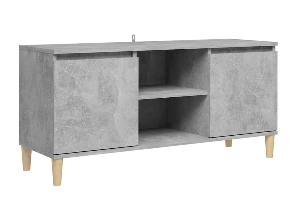 TV stand with solid wood legs, concrete grey, 103.5x35x50 cm, BJPW49269