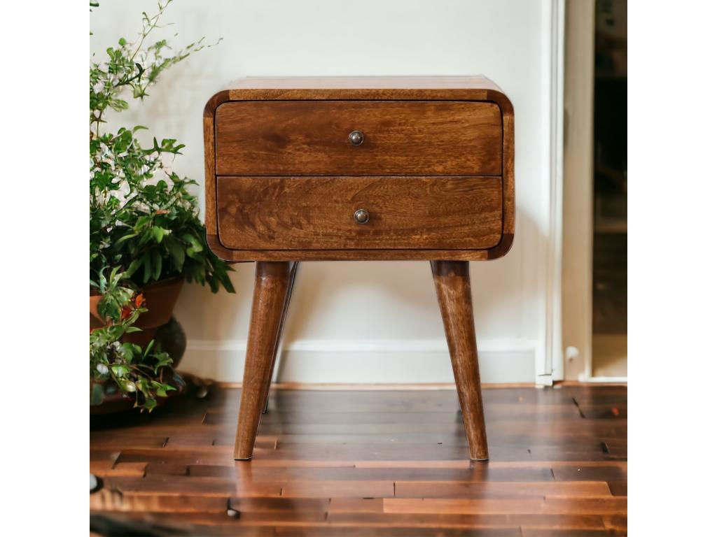 Curved Chestnut Nightstand FLKO61042