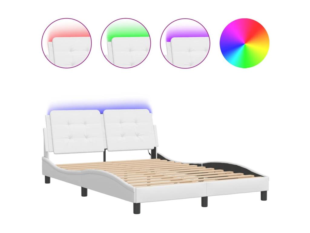 Bed frame with LED lighting, mattress not included, white, 120x200 cm, JMUK39702