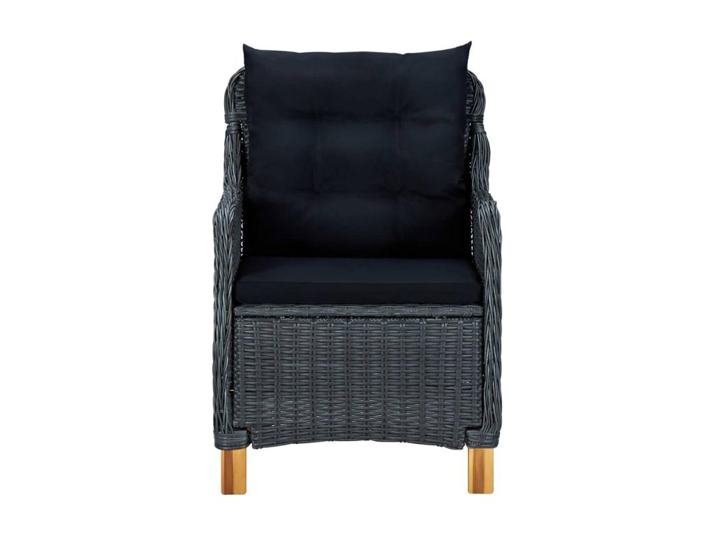 3-piece garden furniture set with cushions, dark grey woven resin PXVA63011