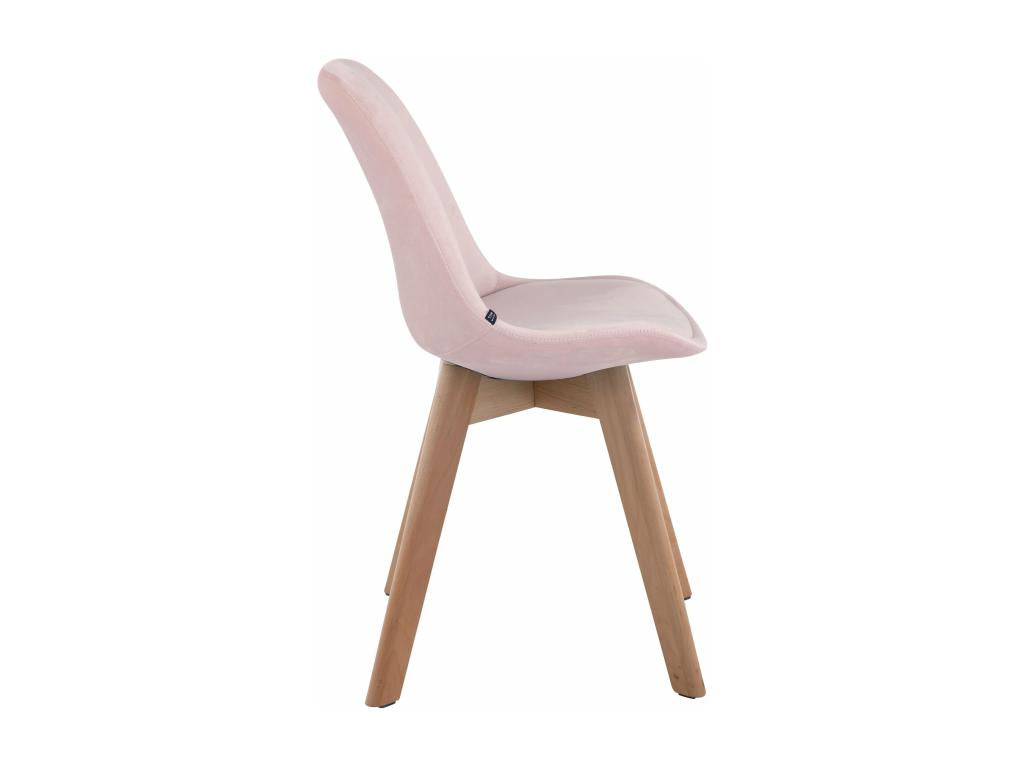 Dining chair x1, Scandinavian design, pink velvet upholstery and 4-legged light wood base, 10 0003281 XGVX99639