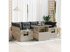 Garden furniture set with cushions, 7 pieces, light grey woven resin KZPN30733