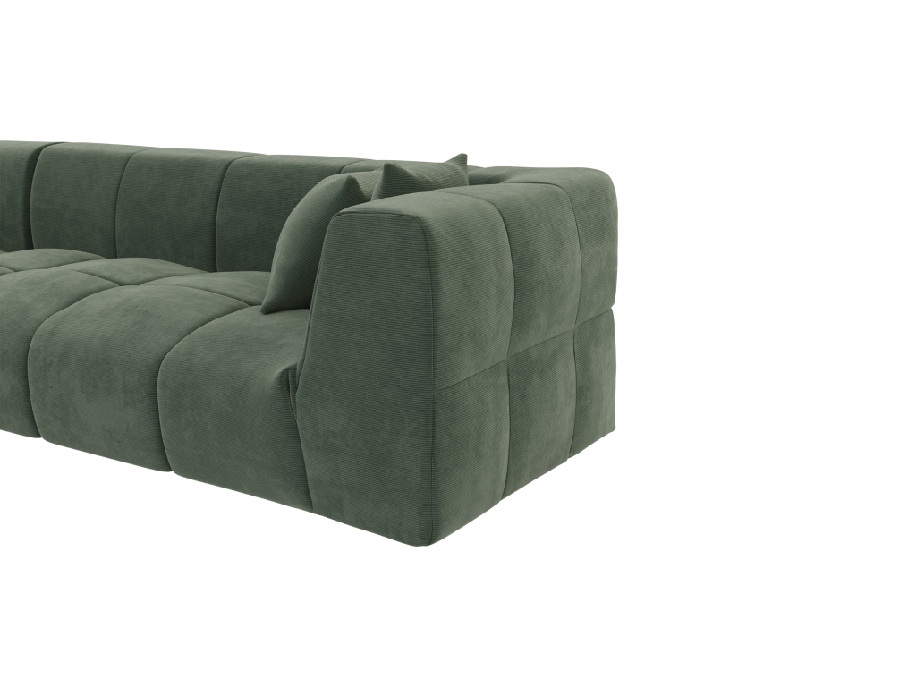 Domopure ULKR80485 Large Left-Facing Corner Sofa in Green Corduroy