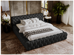 Upholstered bed with storage - 140x200 - double bed - velvet - black - Domopure YTKZ03963