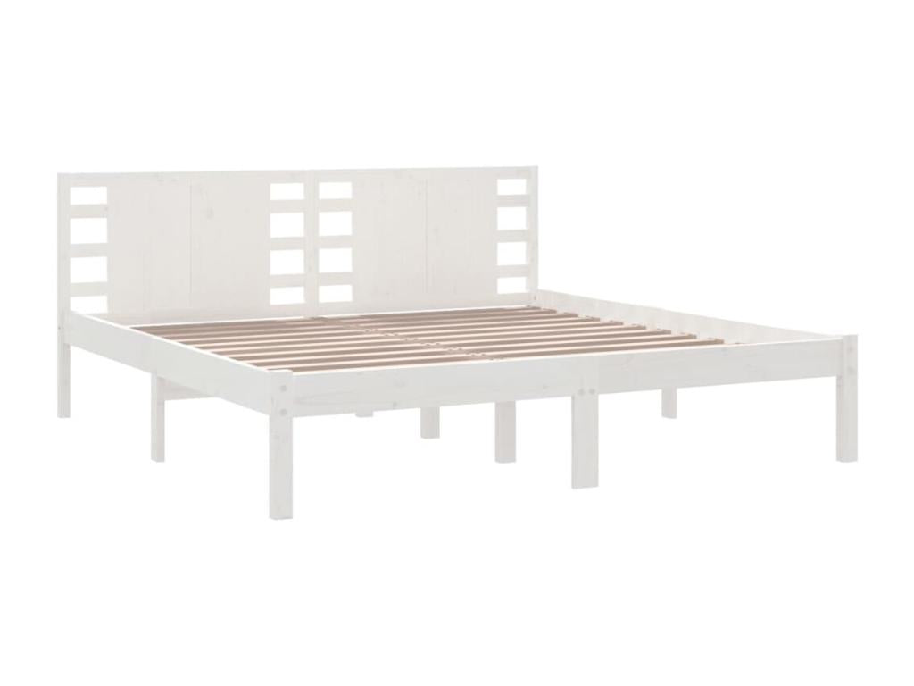 White bed frame, solid pine wood, 200x200 cm, CDRU93073
