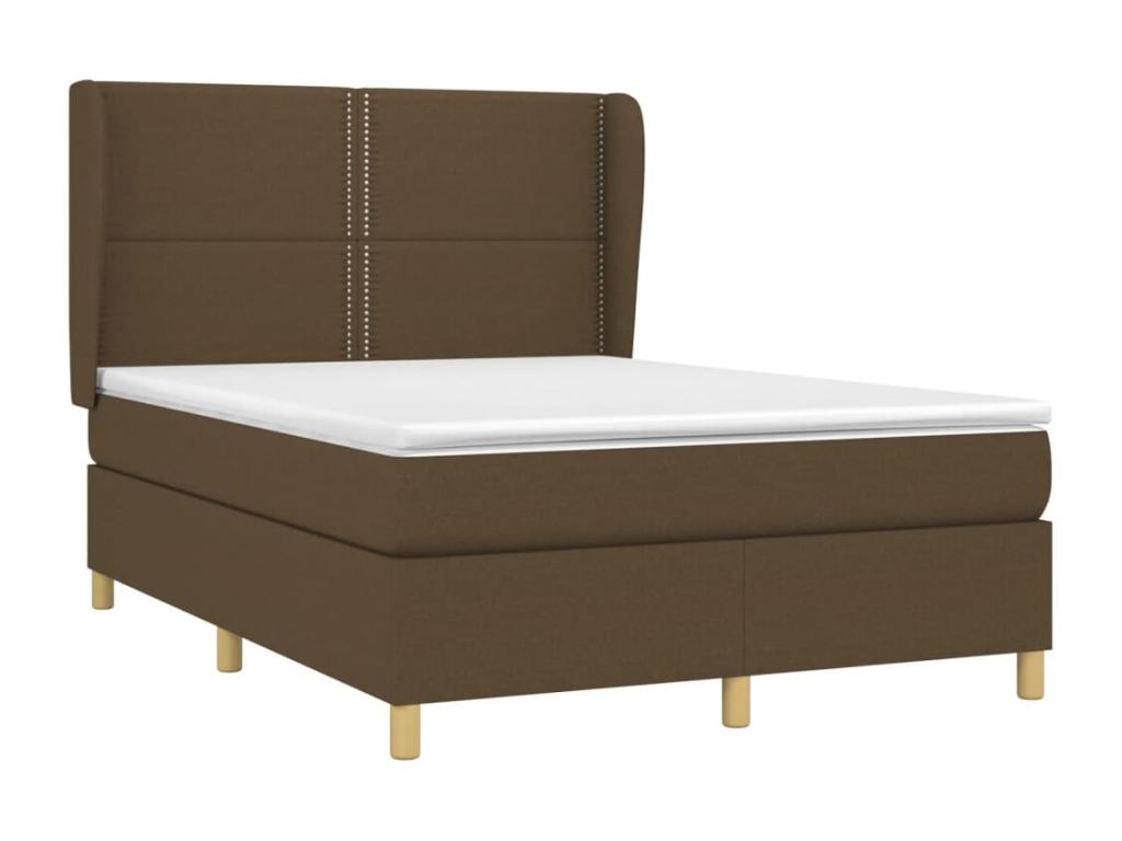 Upholstered bed base with mattress, dark brown, 140x200 cm, SWKW46598