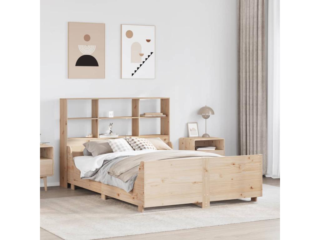 Bookshelf bed without mattress 160x200 cm solid wood TPIJ25217