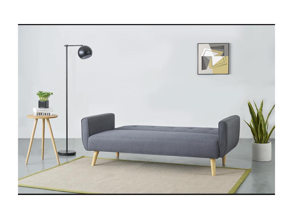 Domopure SDOQ00595 3-seater Scandinavian convertible sofa in grey