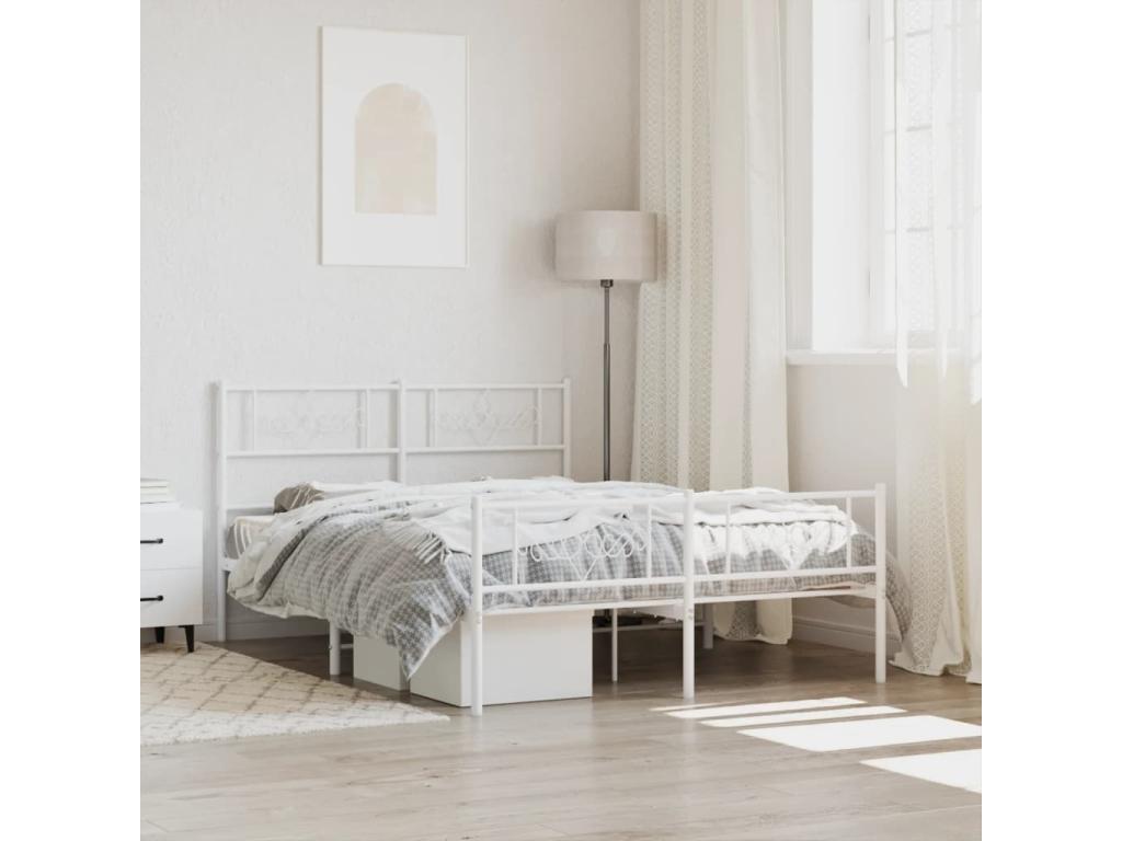 Metal bed frame without mattress and white bed legs 140x190 cm ATMZ66668