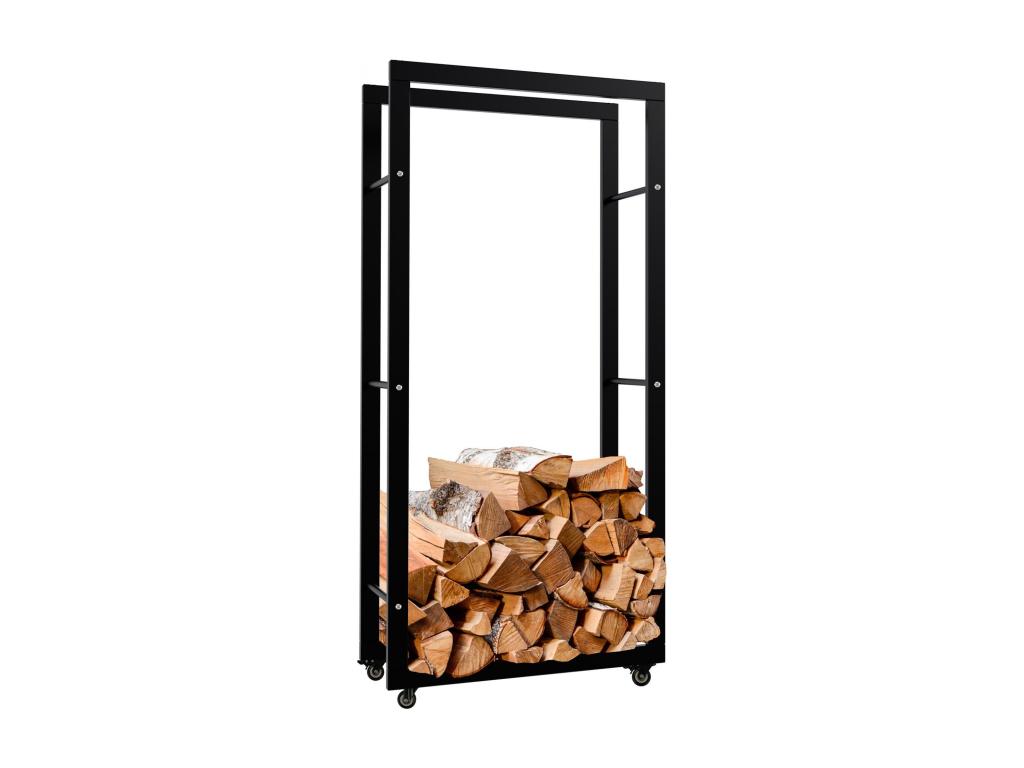 Firewood rack - Metal - 25x60x125 cm - Black - Decohaute LSWM17156