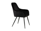 Decohaute - Set of 6 Black Velvet Armchairs with Black Steel Base GZWQ76053