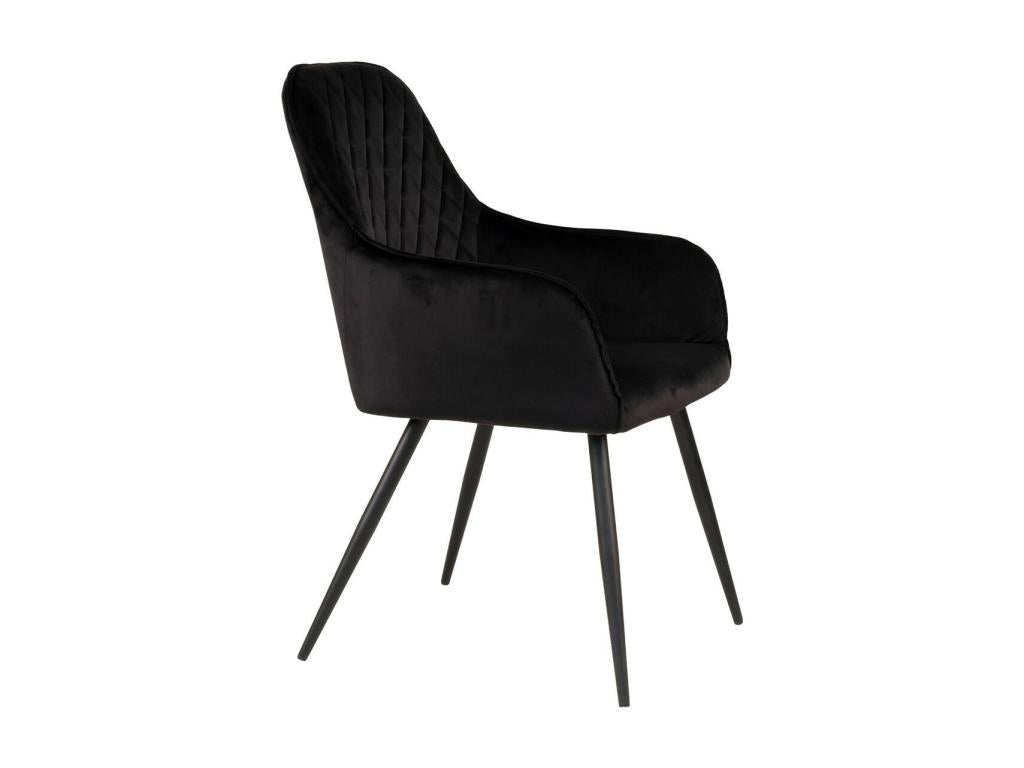 Decohaute - Set of 6 Black Velvet Armchairs with Black Steel Base GZWQ76053