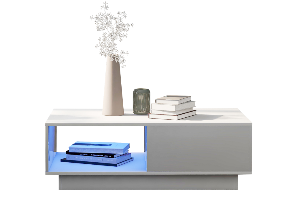 Modern rectangular coffee table with high-brightness LED lighting, 95cm diameter x 32cm high, QMRL66218