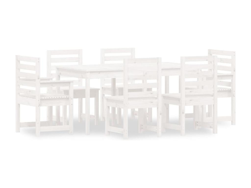 7-piece garden dining set, white, solid pine wood AVWQ26892