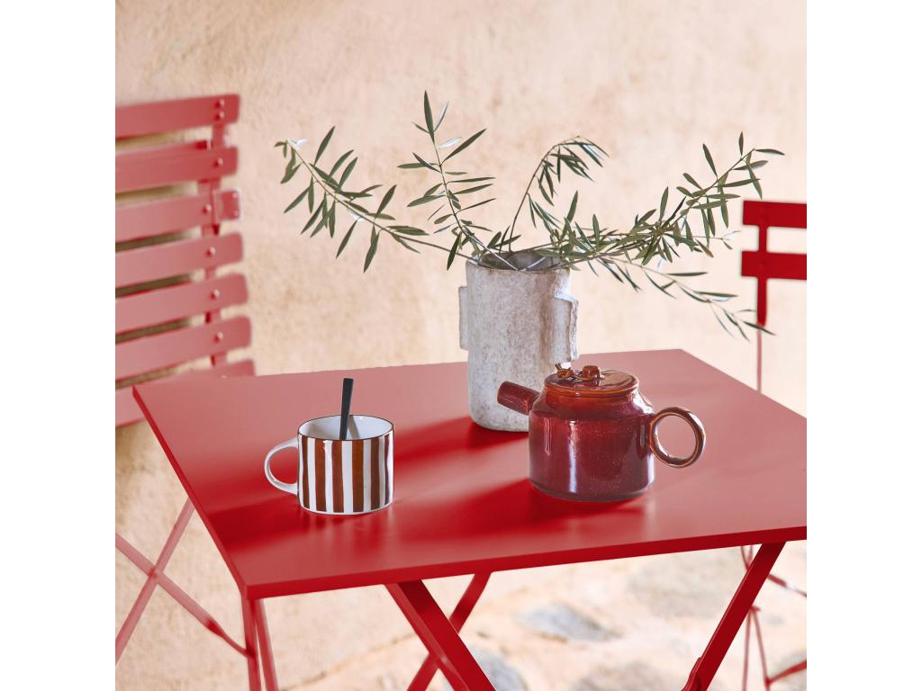 Folding square bistro garden table 70x70cm - 2 seats in powder-coated steel NGCO67151
