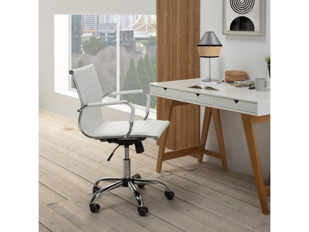 Decohaute Reclining Office Chair, White Synthetic Leather BVSD00510