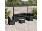 7-piece garden furniture set with cushions, black resin wicker PXIQ44419