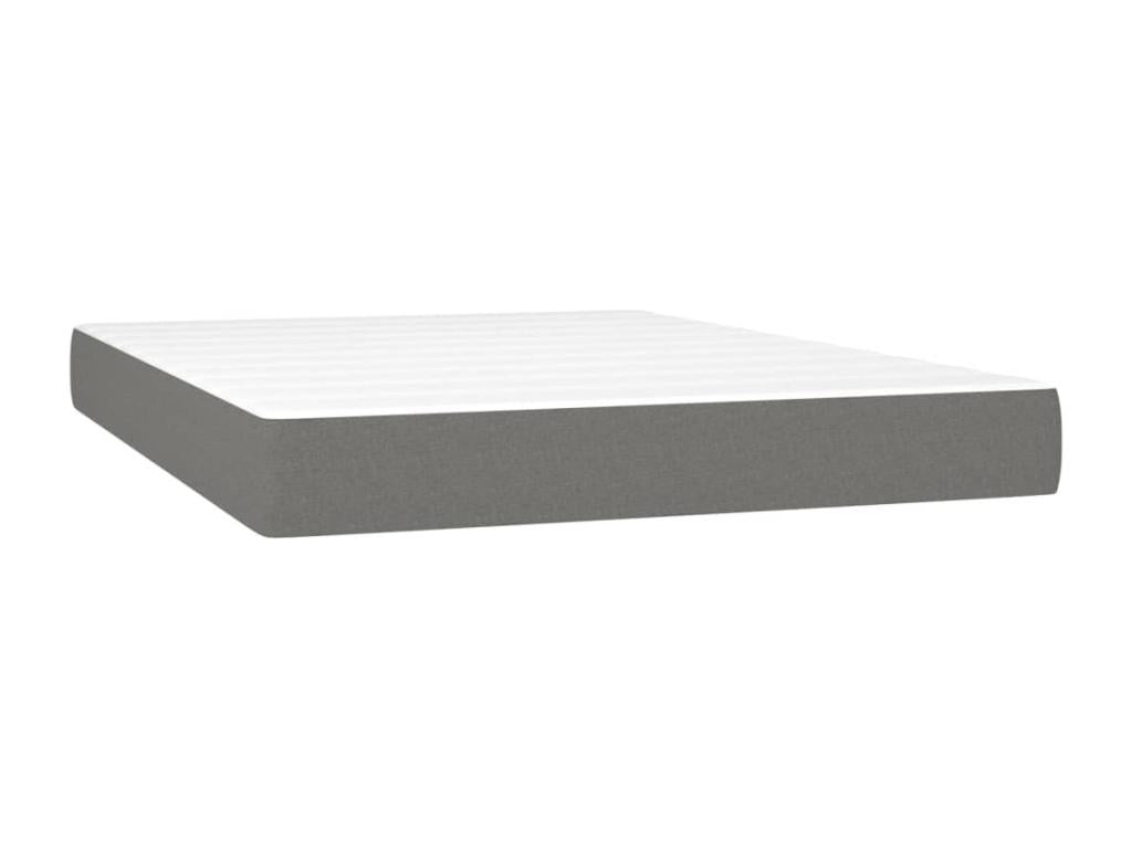Upholstered bed base with mattress, dark grey, 140x190cm, fabric, JINJ46481