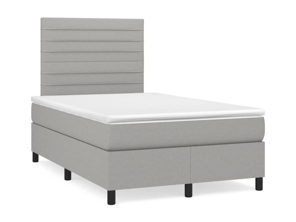 Domopure bed base with LED light grey mattress 120x190 cm fabric LXGH22376