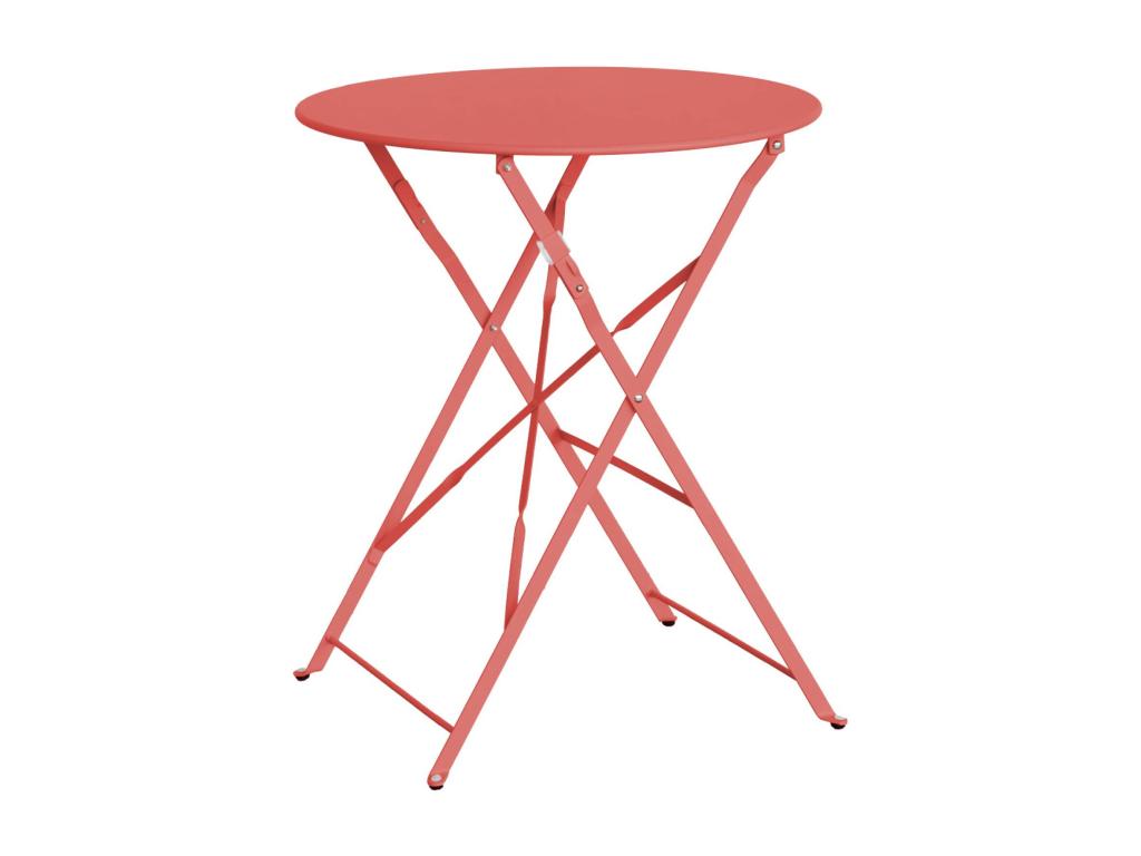 Round 60cm folding bistro garden table in powder-coated steel PBCR86834