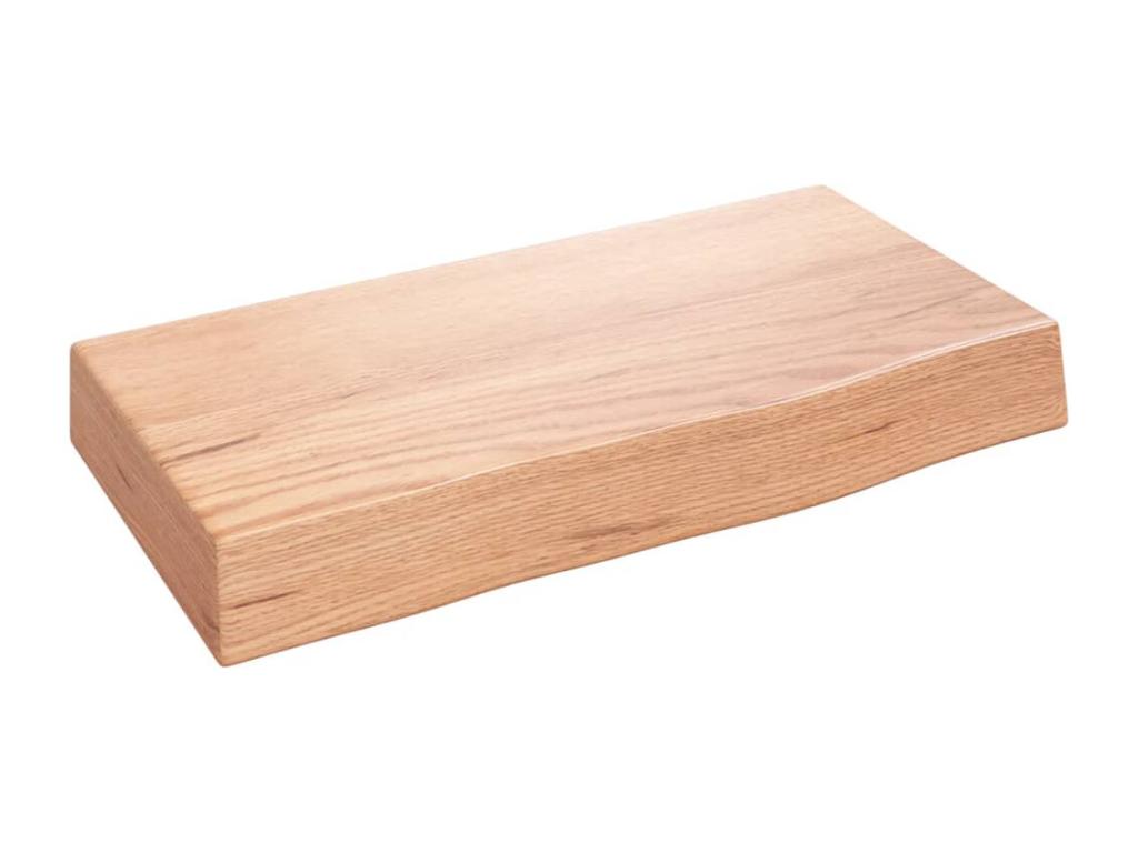 Light brown wall shelf 40x20x6 cm solid treated oak wood DSIO96836