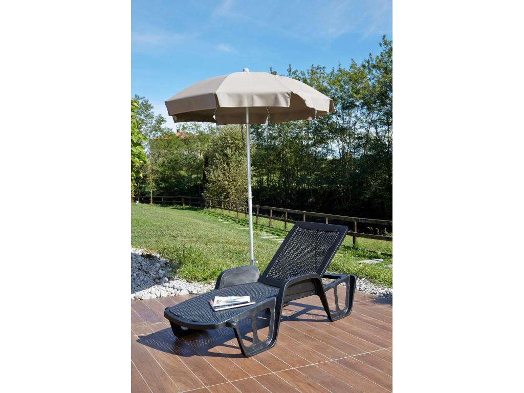 Domopure Chaise Longue Adjustable Garden Chaise Longue with Armrests Outdoor Chaise Longue Made in Italy 192x71h100 cm Anthracite YSJV99130