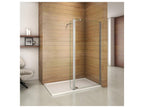 Walk-in shower screen 50 x 30 x 200 cm with pivoting return - 8 mm tempered glass - With 73-120 cm square fixing bar OPYU16912
