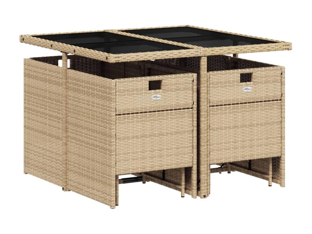 9-piece garden dining set and cushions, meDomopure beige DEOG18373