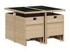 9-piece garden dining set and cushions, meDomopure beige DEOG18373