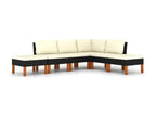 6-piece garden furniture set with cushions, black wicker resin, 53 TFZR93470