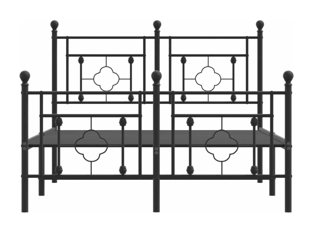 Metal bed frame with headboard and footboard, black, 120x190 cm, EHQM06968
