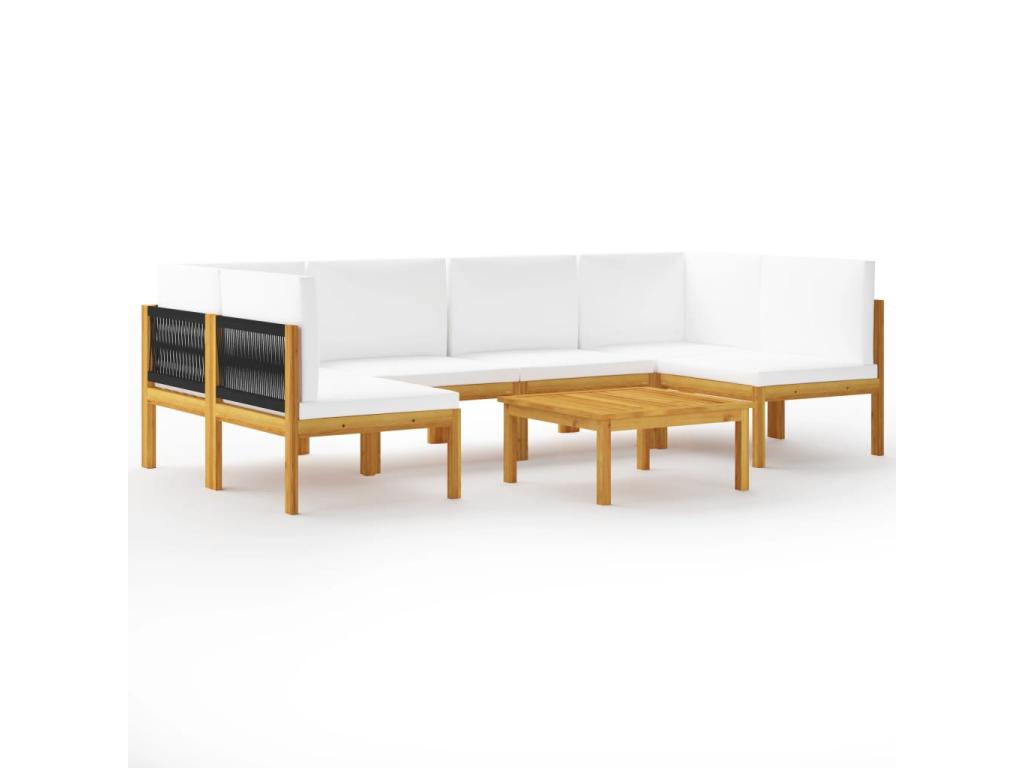 7-piece garden furniture set with cushions, cream color, solid wood, Decohaute 5 KVAX91735