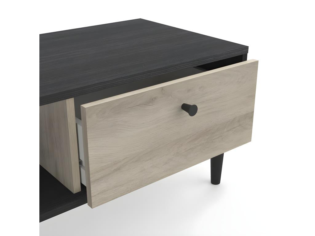 Coffee table with 1 drawer and 1 niche, Black/Oak - Chicyla - Dimensions: W 72 x D 39 x H 34 cm STWY50896