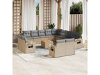 14-piece garden furniture set and cushions, meDomopure beige woven resin TBXJ85367