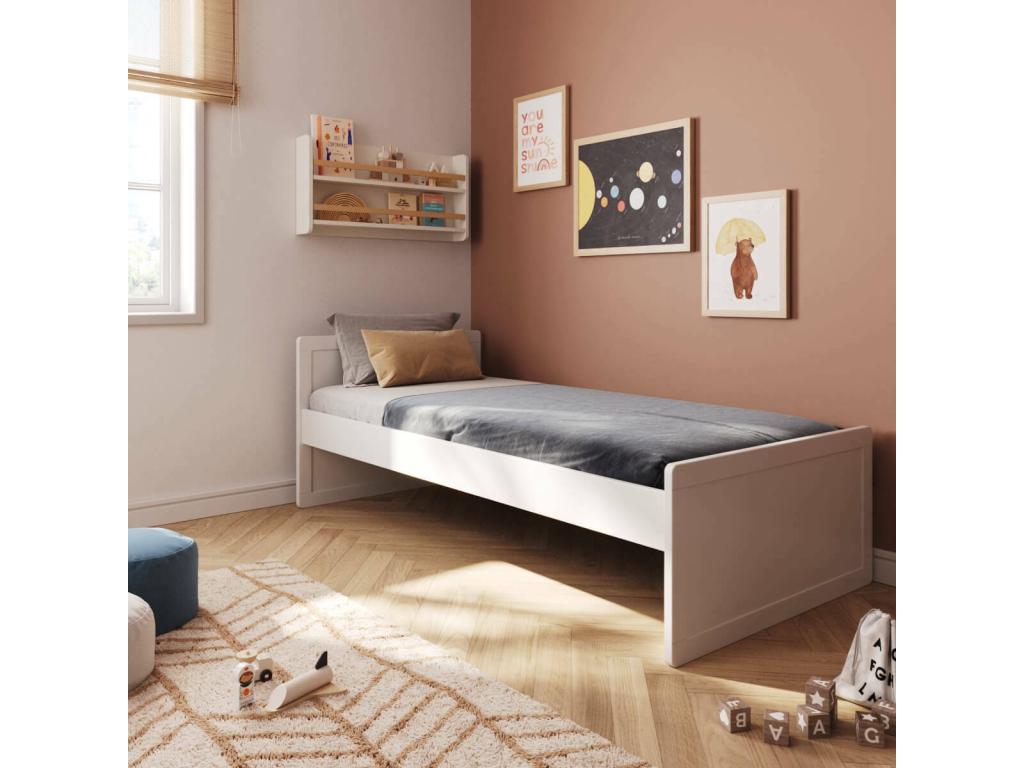 Convertible bed pack with 90x190 cm solid wood mattress Domopure BASJ31845