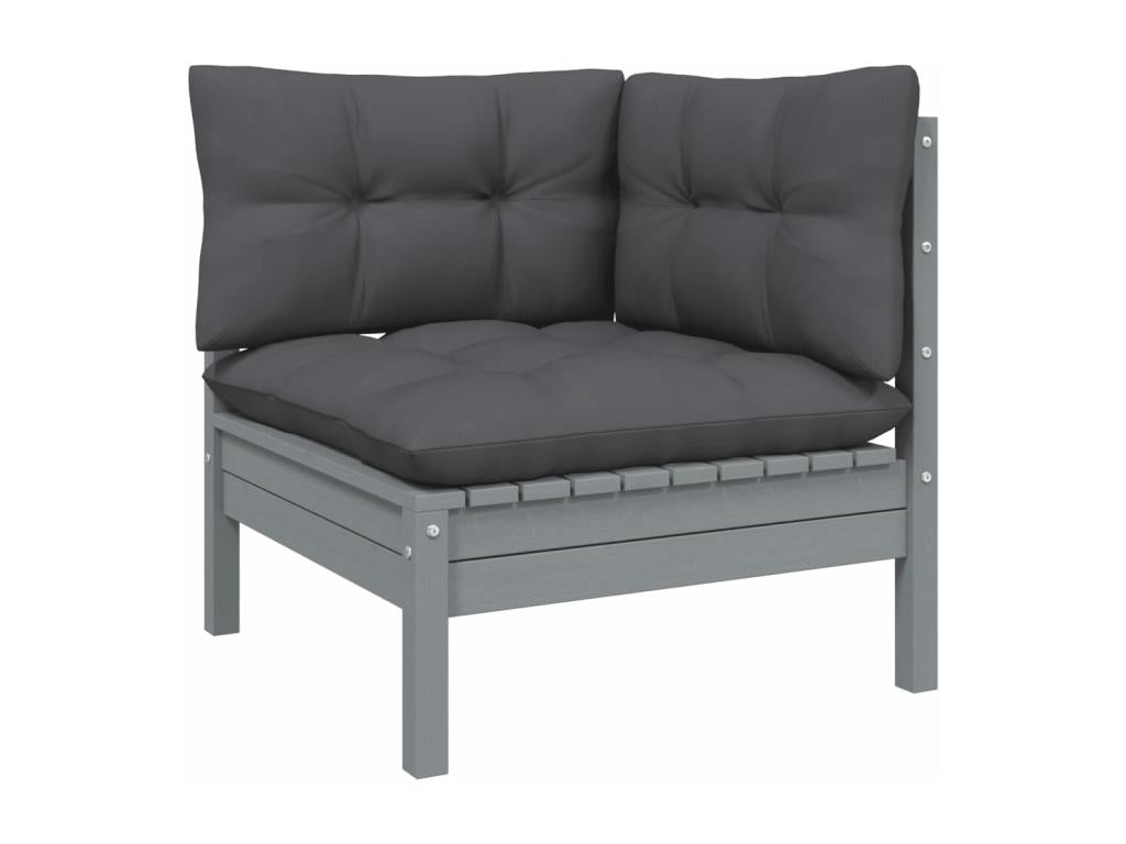 13-piece garden furniture set with cushions, Grey, Solid Pine Wood YCJM20710