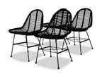 Dining chairs, set of 4, black natural rattan HPVG68903