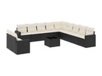 12-piece garden furniture set with cushions, black woven resin WQCQ75566