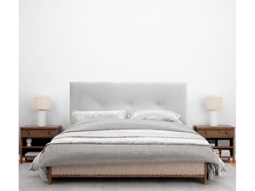 Domopure Smooth Velvet Headboard with Buttons 150x115 with Bed Legs 150/160 - White ATMA18307