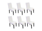 Domopure dining chair, set of 6, white bonded leather, dark legs EEIF72532
