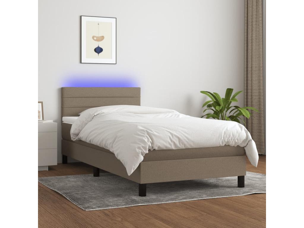 Upholstered bed base with mattress and LED lighting, Decohaute 80x200cm, Fabric EBAH92367