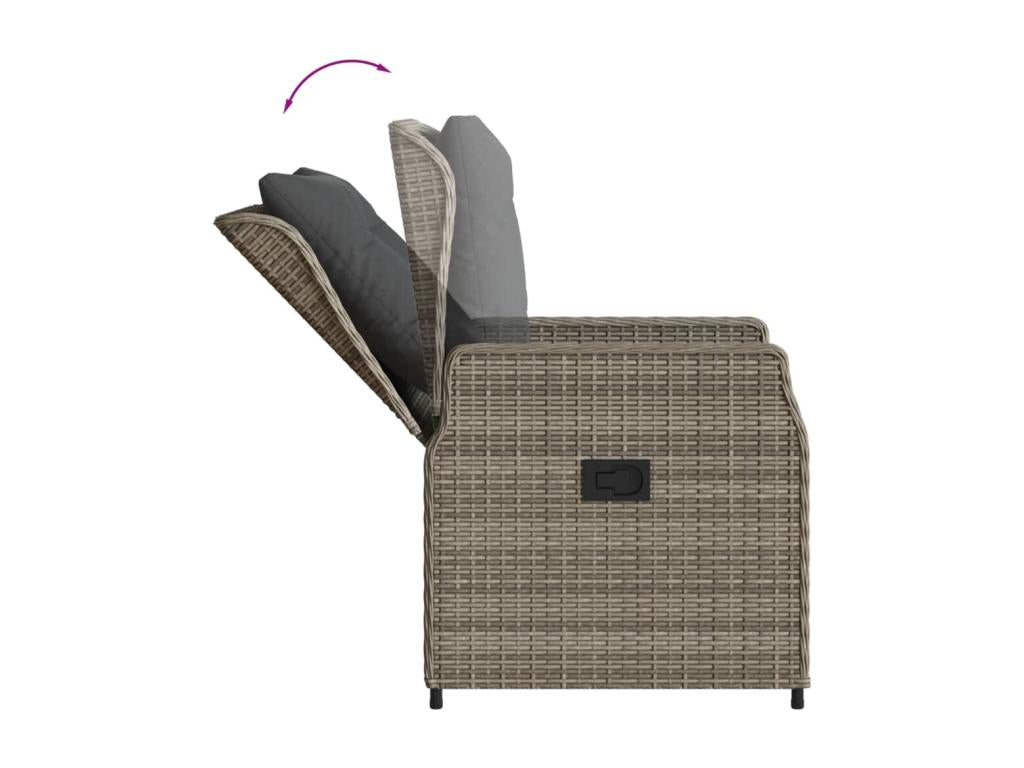 9-piece garden dining set with grey resin wicker cushions SKMH10625