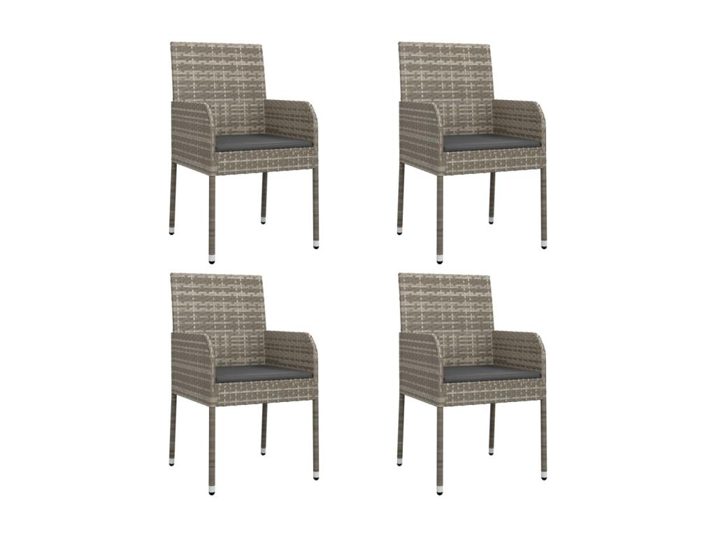 5-piece garden dining set with grey resin wicker cushions PIBR82383