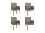5-piece garden dining set with grey resin wicker cushions PIBR82383