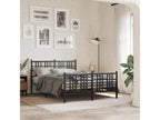 Metal bed frame with headboard and footboard, black, 137x190 cm, CLOG45366