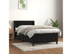 Upholstered bed base with mattress, black, 90x190 cm, velvet, HTFB02808