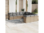 11-piece garden furniture set with beige resin wicker cushions DBOU74829