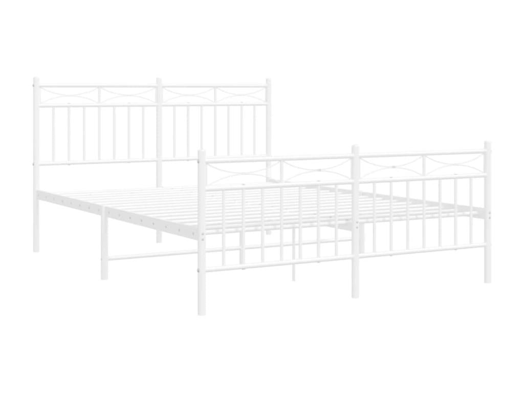 Metal bed frame with white headboard/footboard 135x190cm QVKX29042