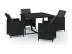 5-Piece Garden Dining Set and Cushions, Black Wicker Resin, XLUB15589