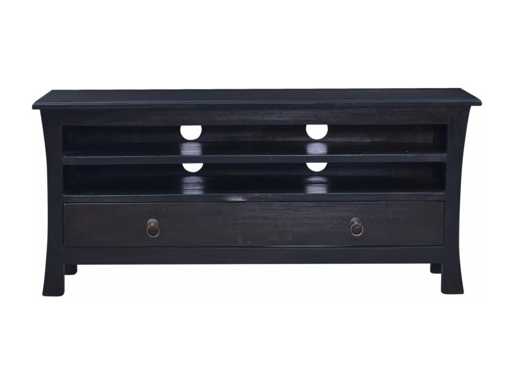 Light black coffee-colored TV stand, 100x30x45 cm, solid mahogany wood, VEIW79318